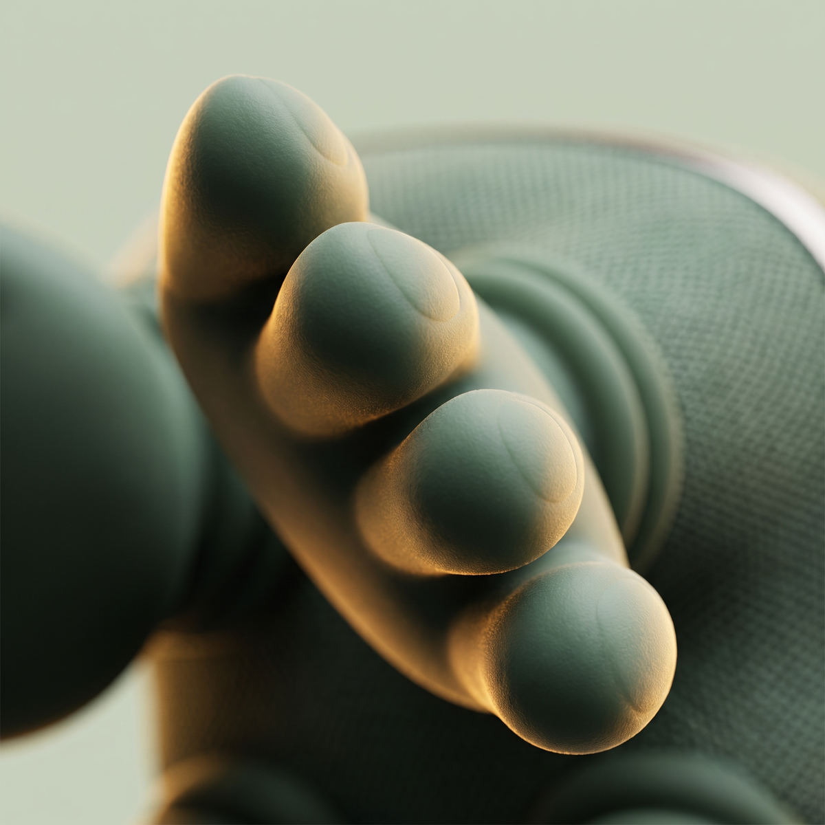 Close-up of the soft silicone fingertips
