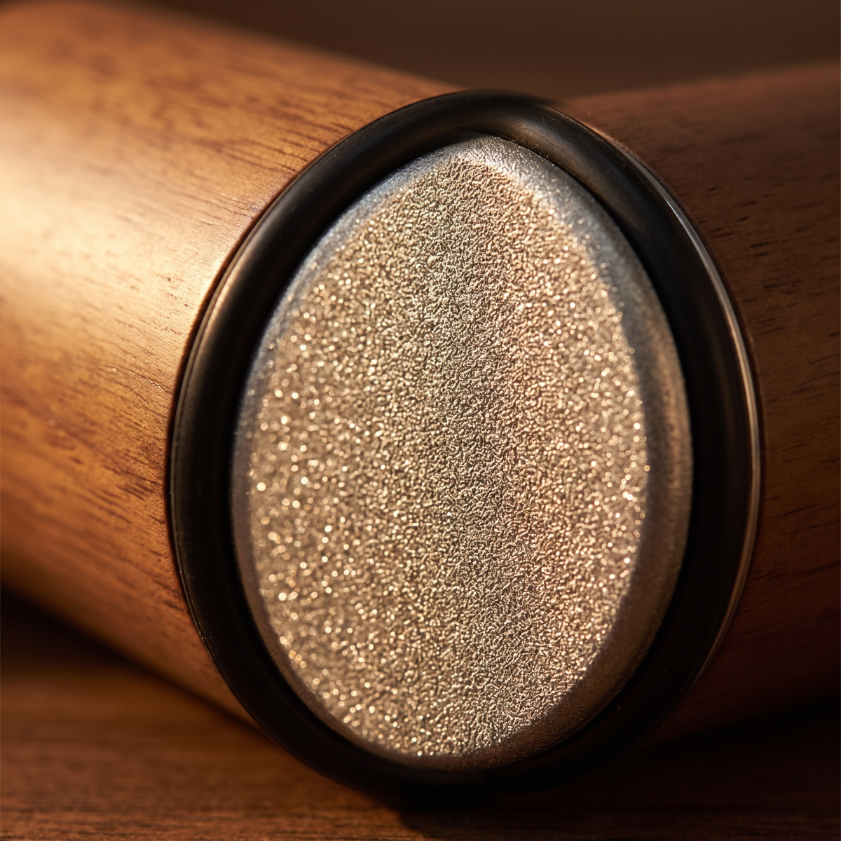 Close-up of the diamond grinding disc on the end of the roller